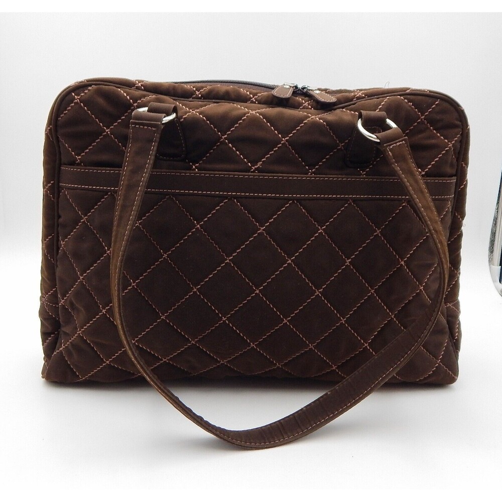 Vera Bradley Quilted Commuter Laptop Tote Espresso Brown Microfiber 12 x 16